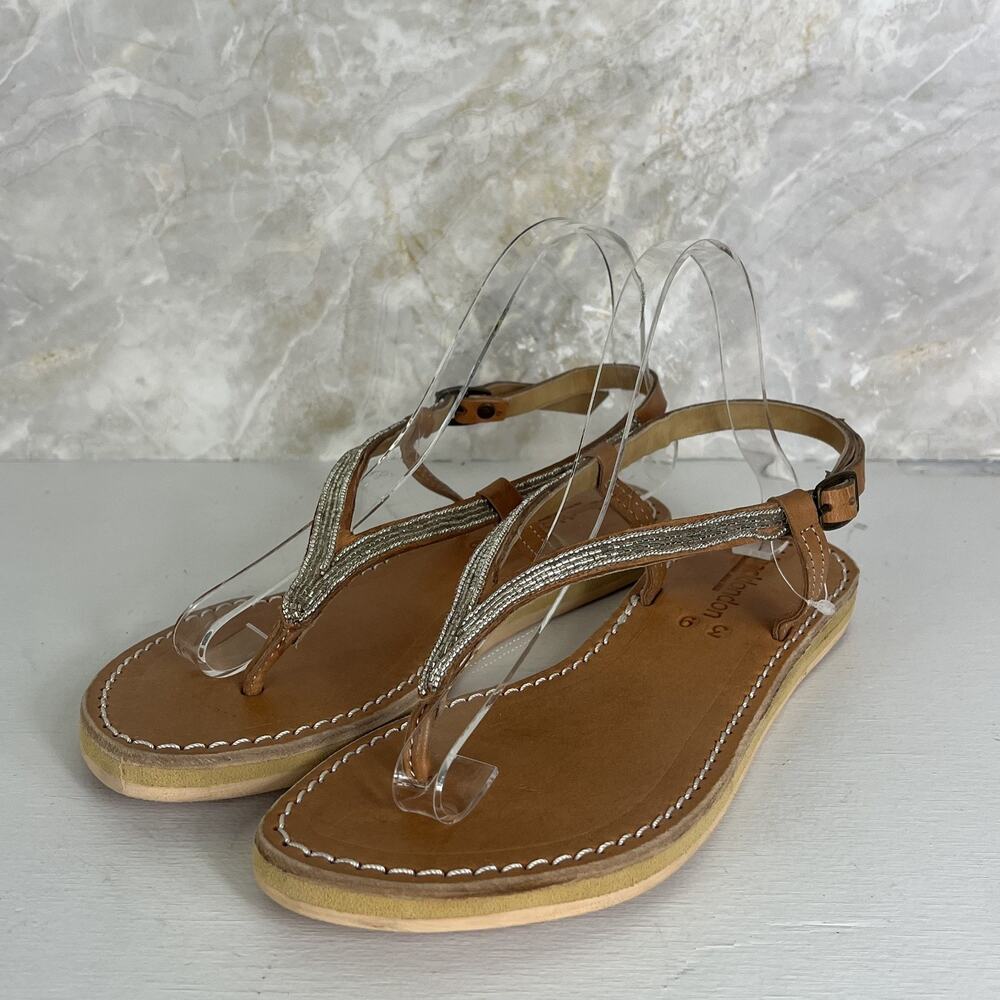 Laidback London Aster Sandals 8 Embellished Beading Buckle Strap Artisan Made